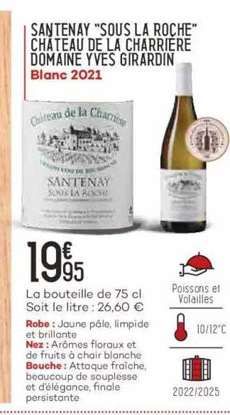 santenay "sous la roche" château de la charrière domaine yves girardin blanc 2021