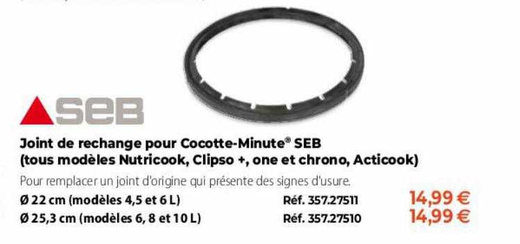 seb joit de rechange pour cocotte-minute seb (tous modèles nutricook, clipso+, one et chrono, acticook)