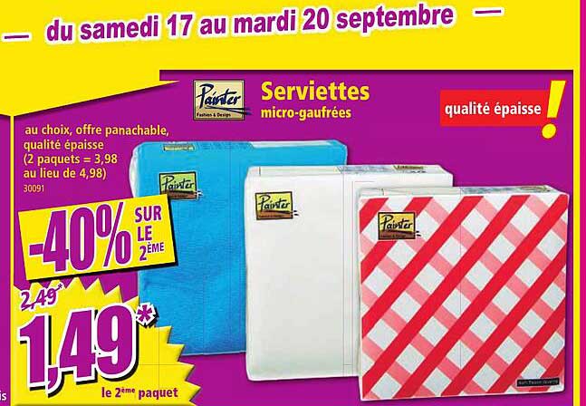 serviettes micro-gaufrées pointer