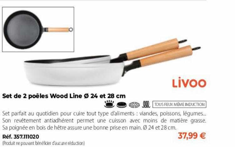set de 2 poêles wood line livoo