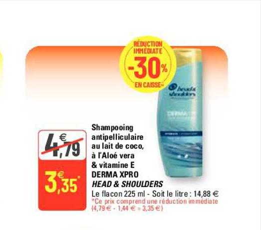 shampooing antipélliculaire au lait de coco, à l'aloé vera & vitamine e derma xpro head & shoulders