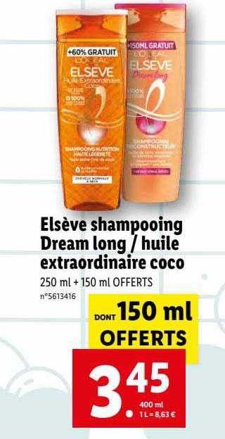 shampooing dream long-huile extraordinaire coco elsève