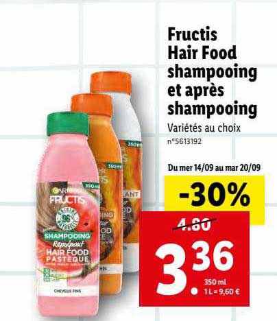 shampooing et après-shampooing fructis hair food