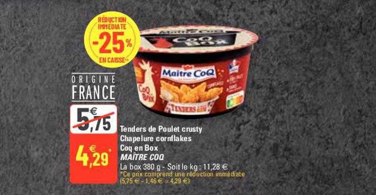 tenders de poulet crusty chapelure cornflakes coq en box maître coq
