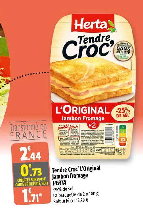 Tendre Croc' L'original Jambon Fromage Herta
