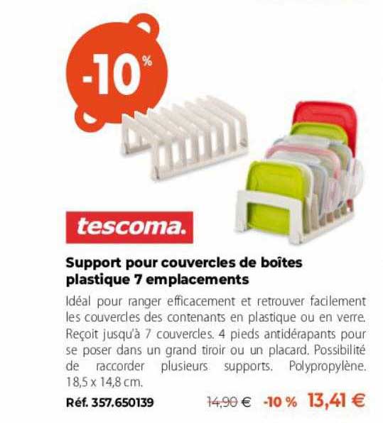 tescoma support pour couvercles de boîtes plastique 7 emplacements