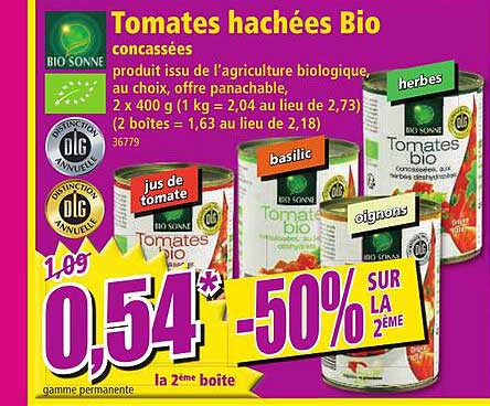 tomates hachées bio concassées bio sonne