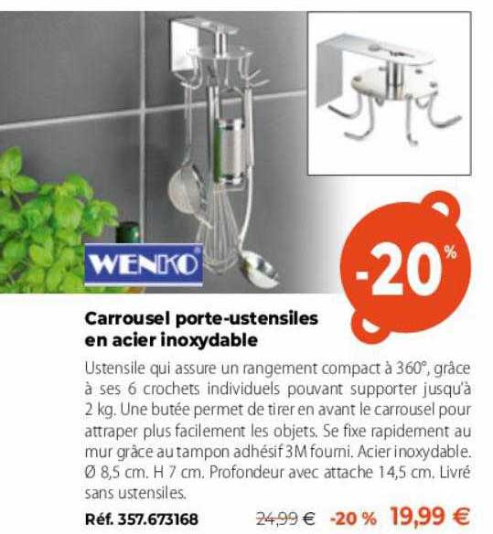 wenko carrousel porte-ustensiles en acier inoxydable