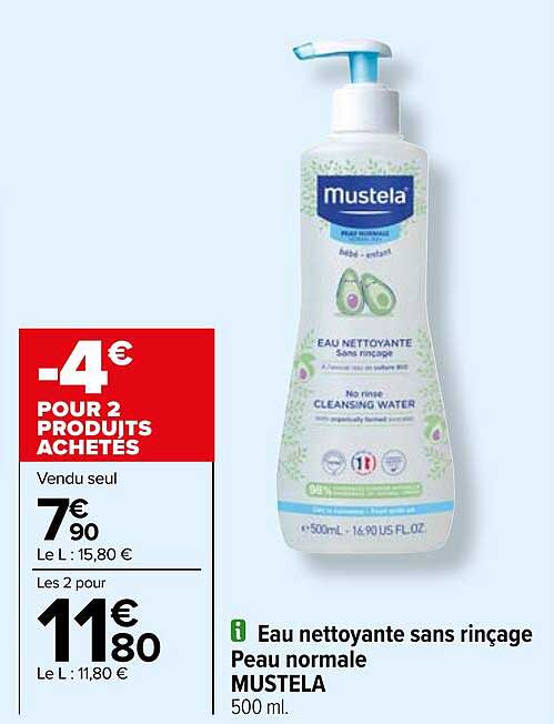 eau nettoyante sans rinçage peau normale mustela