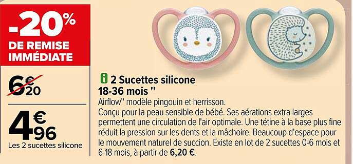 2 Sucettes Silicone 18-36 Mois