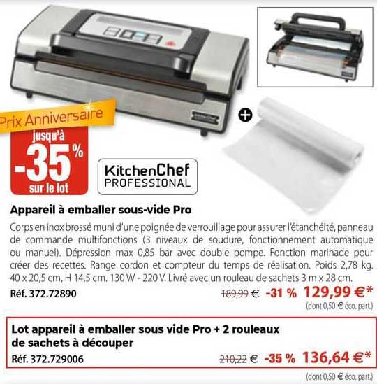 appareil à emballer sous-vide pro kitchenChef professional