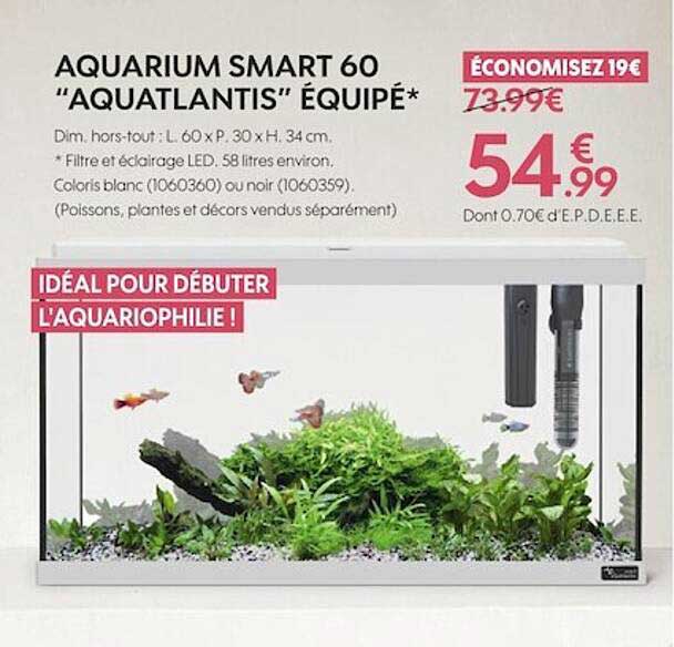 Aquarium Smart 60 Aquatlantis équipé