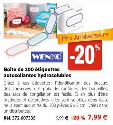 Boîte De 200 étiquettes Autocollantes Hydrosolubles Wenko