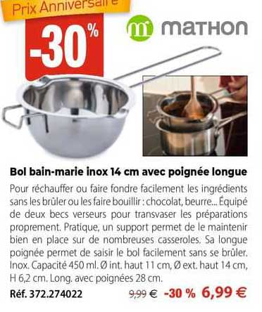 bol bain-marie inox 14 cm avec poignée longue mathon