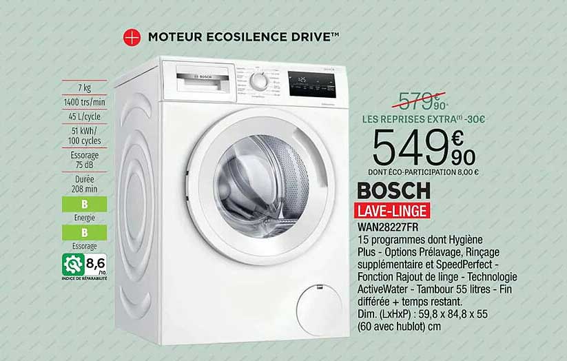 bosch lave-linge wan28227fr