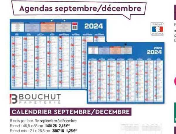 bouchut calendrier septembre - décembre