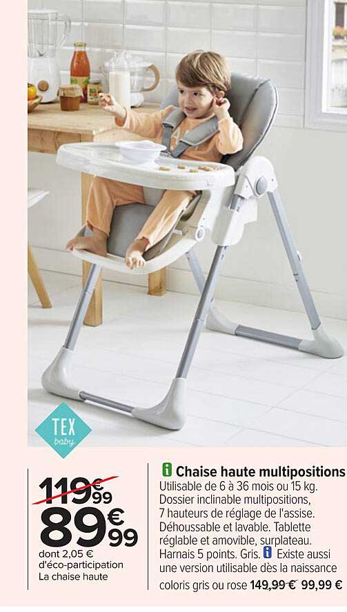 chaise haute multipositions tex baby