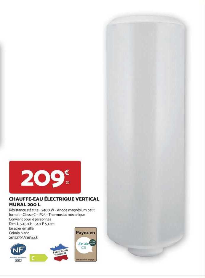 chauffe-eau électrique vertical mural