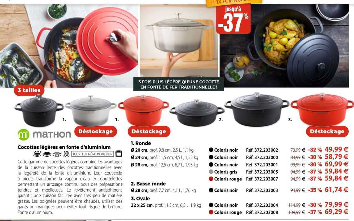 cocottes légères en fonte d'aluminium mathon