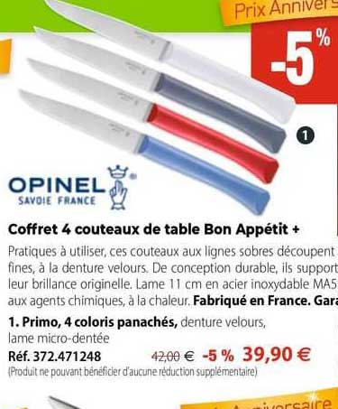 Coffret 4 Couteaux De Table Bon Appétit + Opinel Savoie France