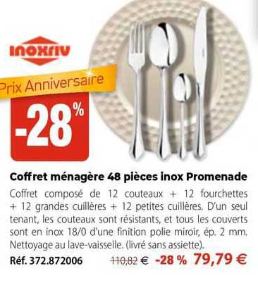 Coffret Ménagère 48 Pièces Inox Promenade
