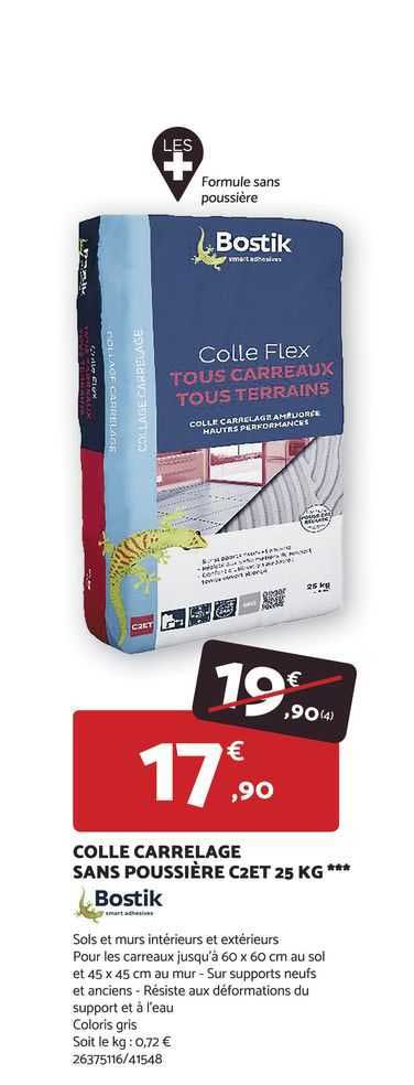 colle carrelage sans poussière c2et bostik