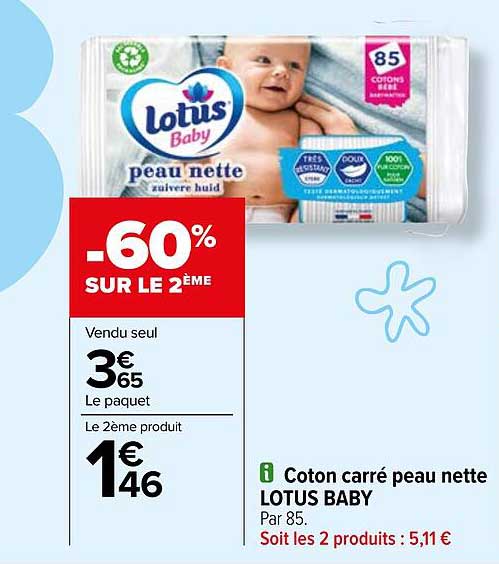 Coton Carré Peau Nette Lotus Baby
