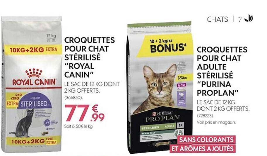 croquette pour chat stérilisé royal canin ou chat adulte stérilisé purina proplan
