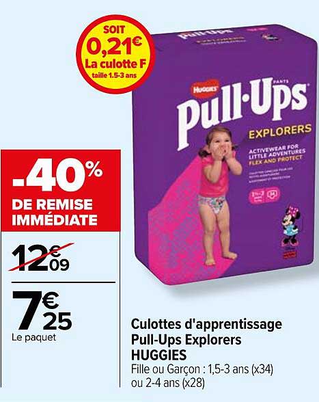 culottes d'apprentissage pull-ups explorers huggies