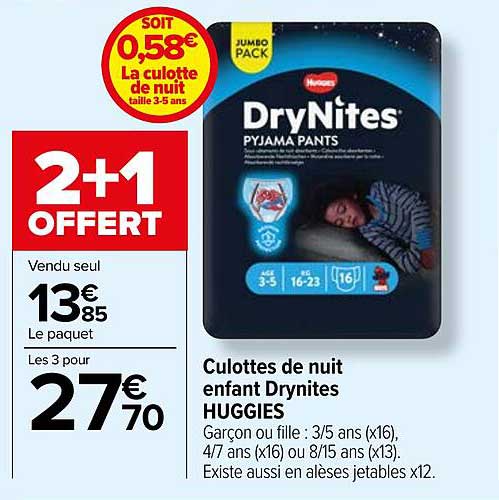 culottes de nuit enfant dry nites huggies