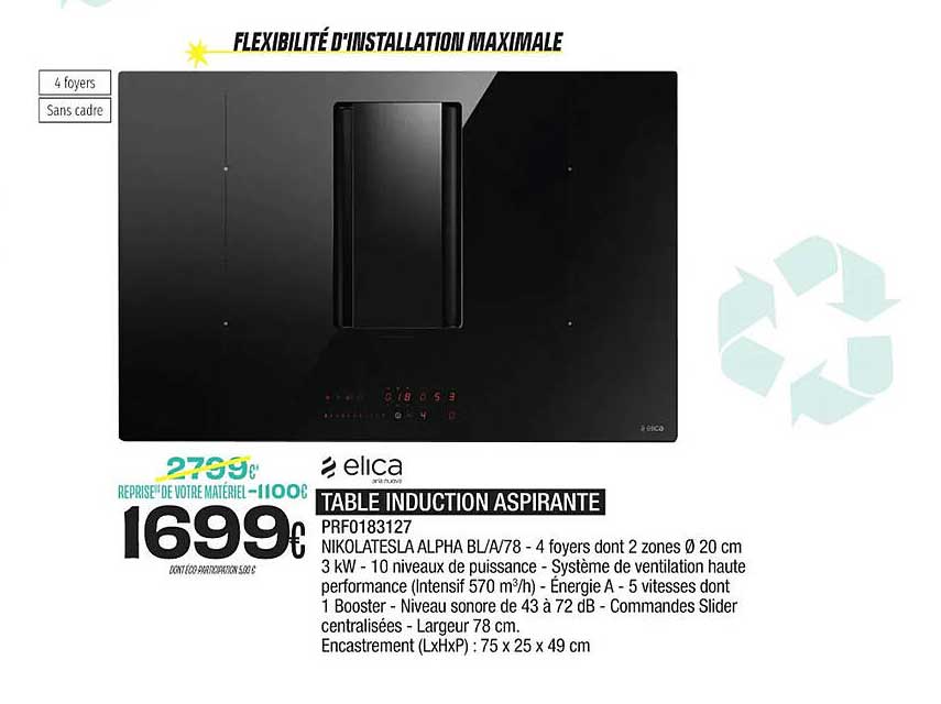 elica table induction aspirante