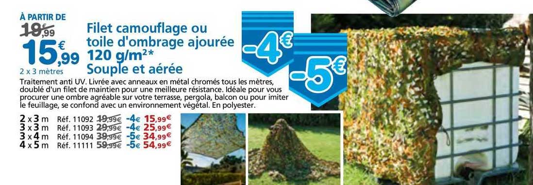 filet camouflage ou toile d'ombrage ajourée souple et aérée