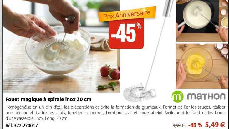 Fouet Magique à Spirale Inox 30 Cm Mathon