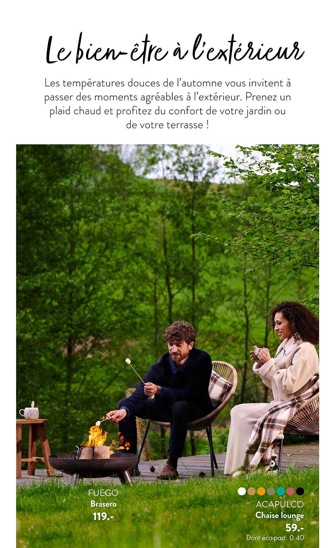 fuego brasero ou chaise longue acapulco