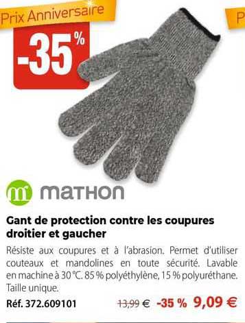 Gant De Protection Contre Les Coupures Droitier Et Gaucher Mathon