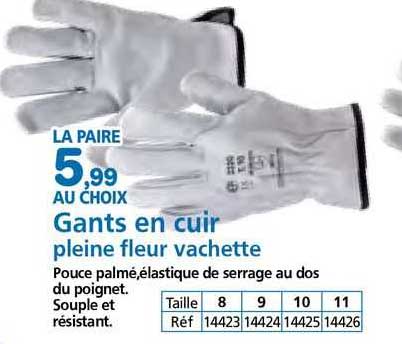 gants en cuir pleine fleur vachette