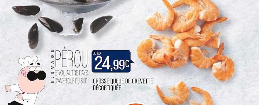 grosse queue de crevette décortiquée