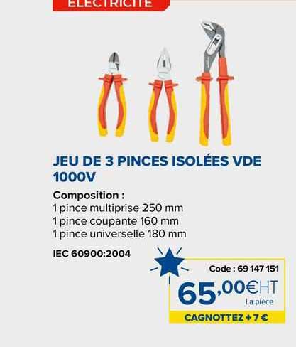 jeu de 3 pinces isolées vde 1000v