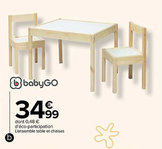 l'ensemble table et chaises babygo