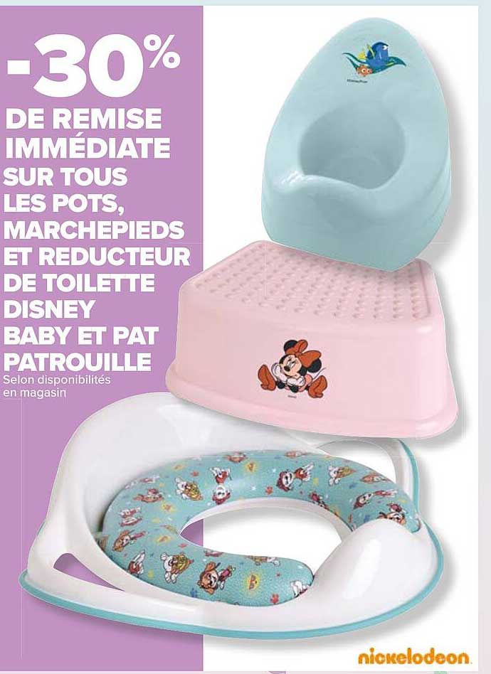les pots, marchepieds et réducteur de toilette disney baby et pat patrouille