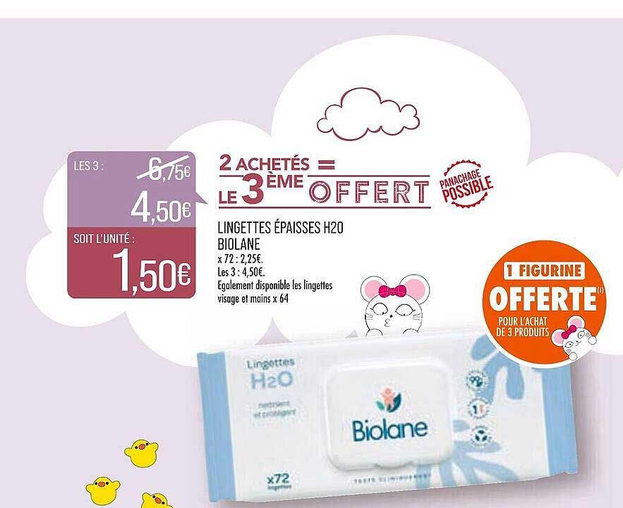 lingettes épaisses h20 biolane