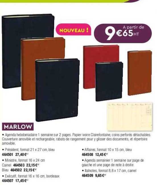 Marlow Agenda Hebdomadaire