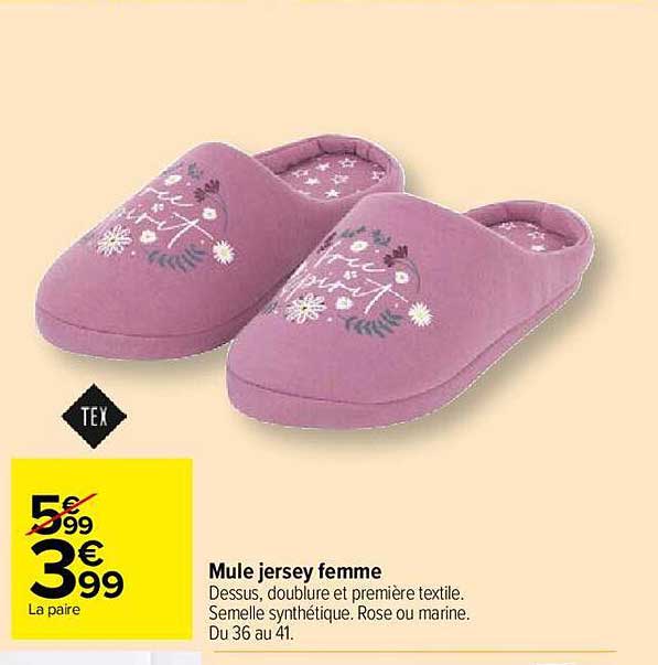 Mule Jersey Femme Tex