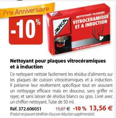 nettoyant pour plaques vitrocéramiques et à induction
