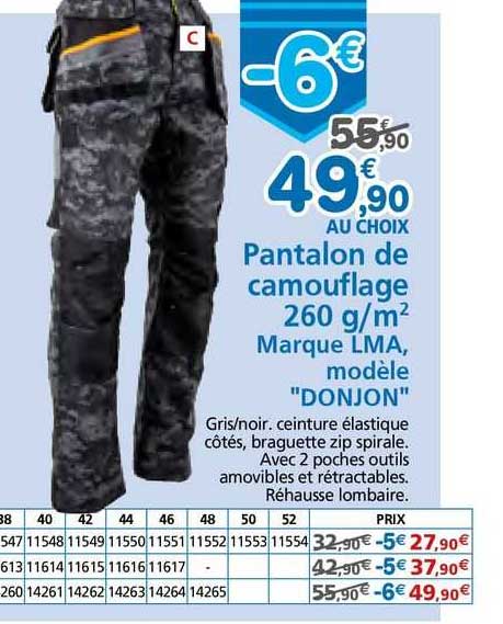 pantalon de camouflage lma "donjon"