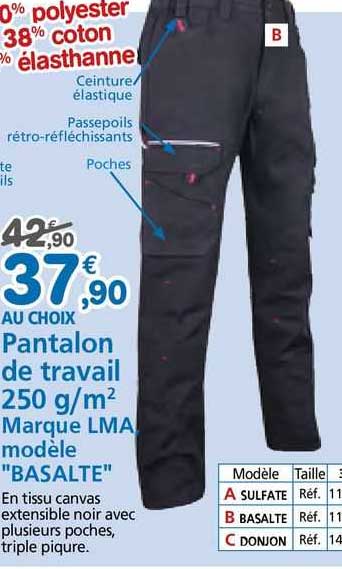 pantalon de travail lma modèle basalte