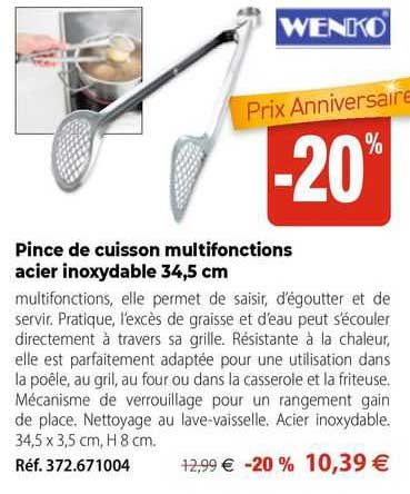 pince de cuisson multifonctions acier inoxydable 34,5 cm wenko