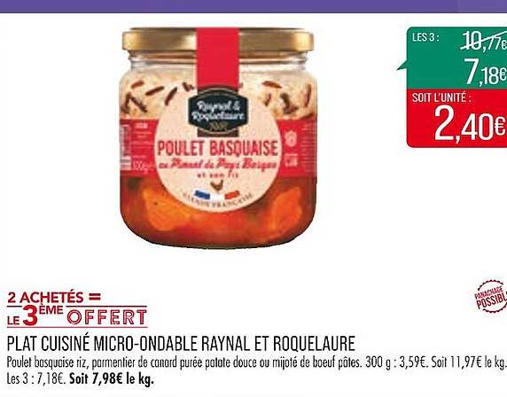 plat cuisiné micro-ondable raynal et roquelaure