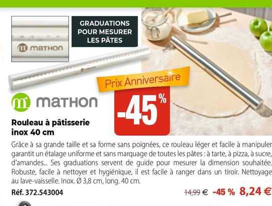 Rouleau à Pâtisserie Inox 40 Cm Mathon