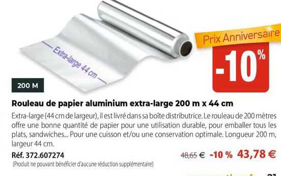 rouleau de papier aluminium extra-large 200 m x 44 cm